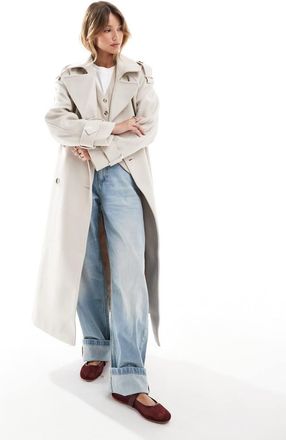 Asos Trench effetto lana color crema elegante-Bianco