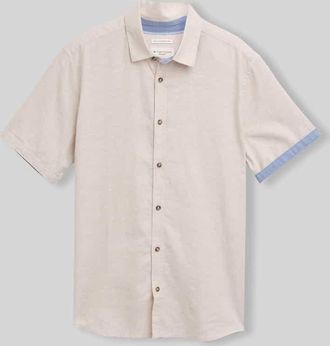 Tom Tailor Regular Fit Freizeithemd aus Leinen-Baumwolle-Mix in Beige, Gr&ouml;&szlig;e XXXL