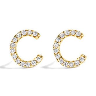 House of Brilliance 10K Gold 1/10 Cttw Diamond Initial A to Z Stud Earring in Yellow Gold | C at Nordstrom