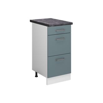 Vicco Mueble Bajo De Cocina R-line, Gris Azulado, 40 Cm Con Cajones, Et Antracita