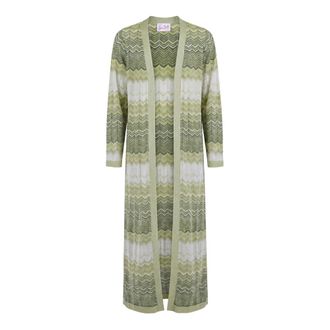 MC2 Saint Barth Long Knitwear, female, Green, Size: M Cardigan lungo Tonia