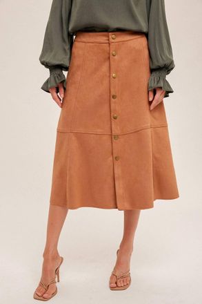 Hem & Thread Victoria Suede Skirt In Cocoa