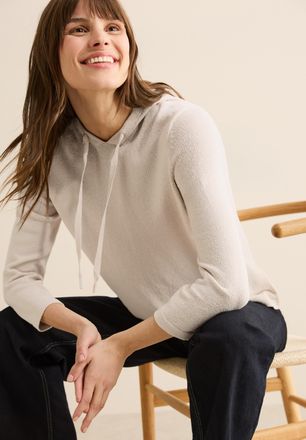 Cecil Strickpullover CECIL, Damen, Gr. S (38), lila (pearl beige), Strick, Obermaterial: 58% Viskose, 42% Polyester, unifarben, bequem h&uuml;ftbedeckend, Rundha