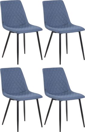 Clp Clp - Juego De 4 Sillas De Comedor Telde Tapizadas En Tela Azul