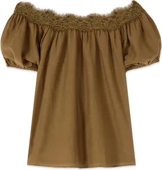 Oltre Dames, Blouses & Shirts, Bruin, Maat: L Katoen