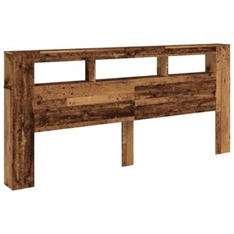 Berkfield Home LED Headboard Old Wood 220x18.5x103.5 cm Engineered Wood in Brown