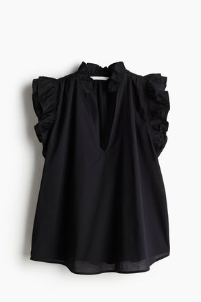 H&M Bluse mit Volants - Schwarz