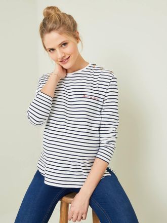 Vertbaudet Shirt f&uuml;r die Schwangerschaft, personalisierbar blau gestreift