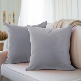 OEM Juego De Dos Fundas De Almohada Con Cremallera, Funda De Almohada Cuadrada Decorativa, Funda De Coj&iacute;n De Terciopelo, Apta Para Sof&aacute;s Y Camas, 45,7 Cm 
