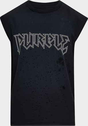 Purple Mens Crackle Logo Tank Top