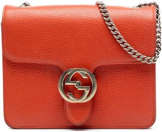 Gucci Pre-owned Vintage Flap Crossbody Bag - Dames - Vintage Schoudertas - Oranje - ONE Size - Leer - Vintage