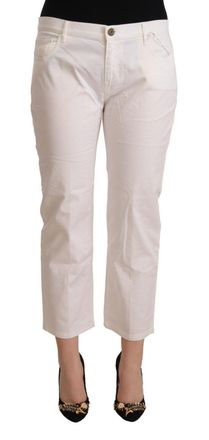 L'autre Chose Cotton Mid Waist Cropped blue Womens Jeans