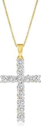 Ross-Simons Diamond Cross Pendant Necklace in 14kt Yellow Gold