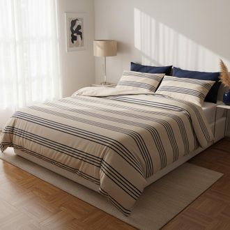 KASANOVA Parure copripiumino matrimoniale righe blu