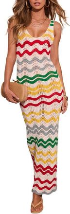 VICI Collection Gerie Open Stitch Maxi Sweater Dress in Ivory Multi at Nordstrom, Size X-Small