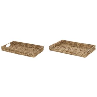 Beliani Conjunto De 2 Bandejas Decorativas Boho Joyero Tejido Jacinto De Agua Claro Kontum