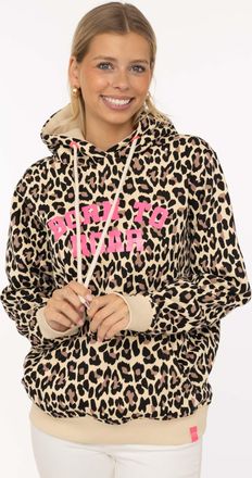 Zwillingsherz Hoodie ZWILLINGSHERZ Born to roar, Damen, Gr. L/XL, beige, Sweatware, Obermaterial: 50% Baumwolle, 50% Polyester, bequem h&uuml;ftlang, ohne Ausschnitt, an