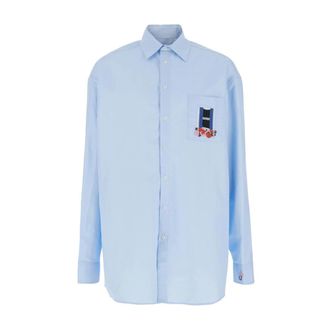 J.W.Anderson Overhemden, Heren, Blauw, XS, Katoen, Window Embroidery Shirt