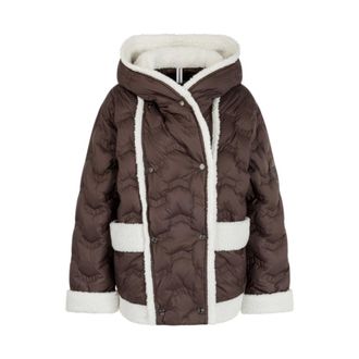 Marc Cain Donsjack met Curly-Teddy voering - Dames - Jassen - Bruin - Maat: XL
