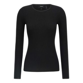 Theory Ronde hals gebreide kleding - Dames - Ronde hals truien - Zwart - M - Wol - Truien & Vesten
