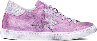 2Star Glitter Sneakers met leren details - Dames - Sneakers - Roze - 39 EU - Leer - Schoenen