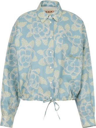 Marni Blouse met trekkoord en bloemenprint - Blauw