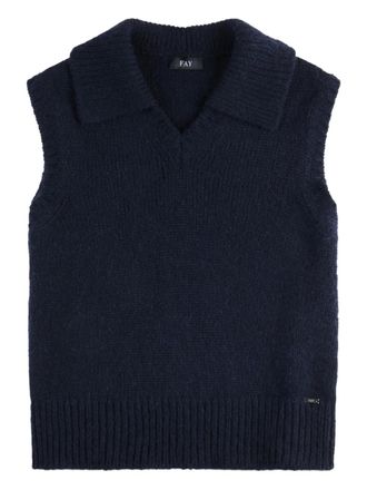 Fay Gebreide top met polokraag - Blauw