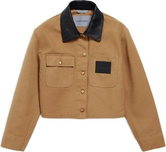 Balenciaga Leather-collar Cropped Jacket