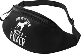 Generic Life Is Better With A Boxer Dog Bum Bag Waist Bag Fashion Fanny Pack For Travel Marathon Sport 14X35Cm