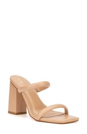 New York & Company Galina Faux Leather Block Heel Sandal in Nude at Nordstrom Rack, Size 11
