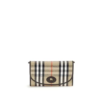 Burberry Accessoires, Dames, Beige, ONE Size, Katoen, Highlands Portemonnee met Ruitpatroon