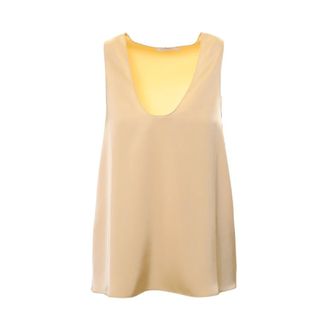 Patrizia Pepe Patrizia Pepe, Sleeveless Tops, female, Beige, Size: L Shiny Satin Blouse