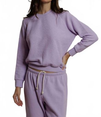 perfectwhitetee Ziggy Reverse Fleece Crewneck Sweatshirt In Ultraviolet