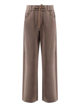 Brunello Cucinelli elastic drawstring trousers - women - Cotton - M - Brown