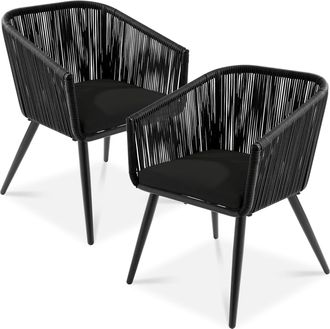 Best Choice Products Set of 2 Indoor Outdoor Patio Dining Chairs Woven Wicker Seating Set 250lb Capacity