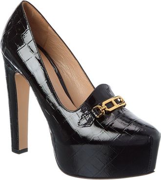 Tom Ford Croc-Embossed Leather Platform Pump