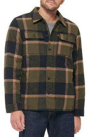 Levi's Quilt Lined Cotton Shacket in Olive Skater Plaid at Nordstrom Rack, Size Medium