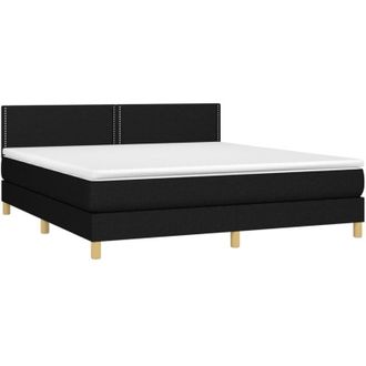 vidaXL Vidaxl - Cama Box Spring Con Colch&oacute;n Tela Negro 180x200 Cm