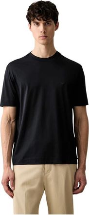Emporio Armani Jersey T-shirt met micro-adelaar borduursel - Heren - T-shirts - Blauw - M - Katoen - Tops