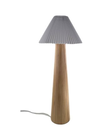 Deco Wood L&aacute;mpara de pie madera y tela pantalla natural roble medio 42cm