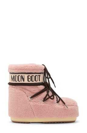 Moon Boot Icon High Pile Fleece Low Boot in Pink at Nordstrom, Size 33
