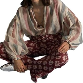 Alix of Bohemia Poet Blouse In White-Red-Blue Britannia