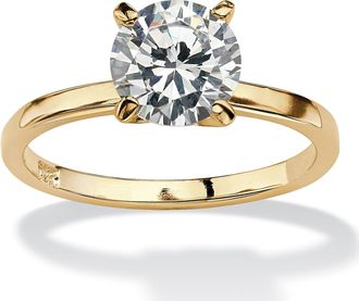 Palm Beach Jewelry 2.0 TCW CZ Gold-Plated Silver Solitaire Ring