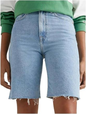 Tommy Hilfiger High Waist Bermuda Denim Shorts - Dames - Denim shorts - Blauw - W26 - Denim - Korte Broeken