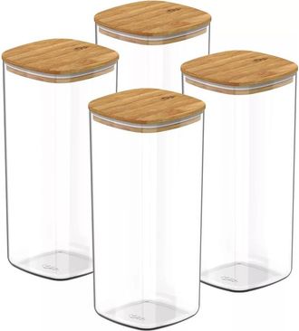 Ou Clear Stackable Airtight Food Storage Container Set with Wood Lid 8 Piece at Nordstrom