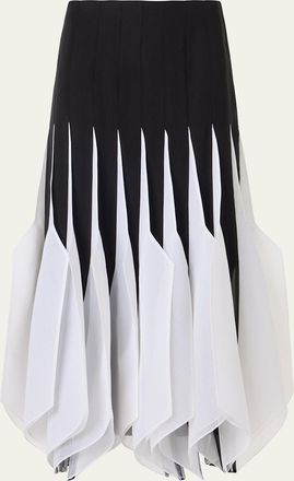 Akris Ribbon Inset Panama Silk Organza Midi Skirt