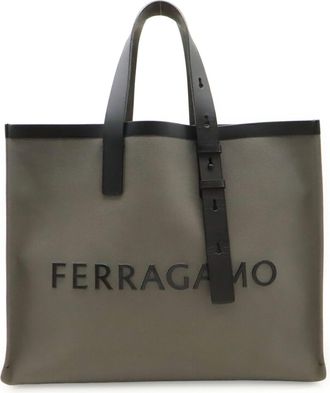 Ferragamo Canvas Leather Shoulder Bag Tote Bag (Pre-Owned)