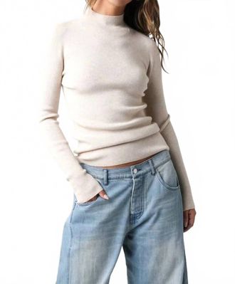 Olivaceous Womens Mock Neck Sweater In Cream