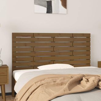 vidaXL Cabecero Cama Pared Madera Maciza Pino Marr&oacute;n Miel 146x3x63 Cm Vidaxl