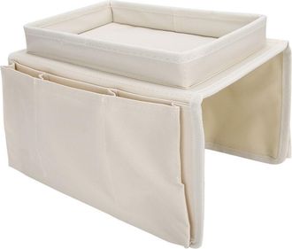OEM Organizador De Mandos A Distancia De Tv De 4 Bolsillos Para Reposabrazos De Sof&aacute; Con Portavasos Integrado, Color Beige
